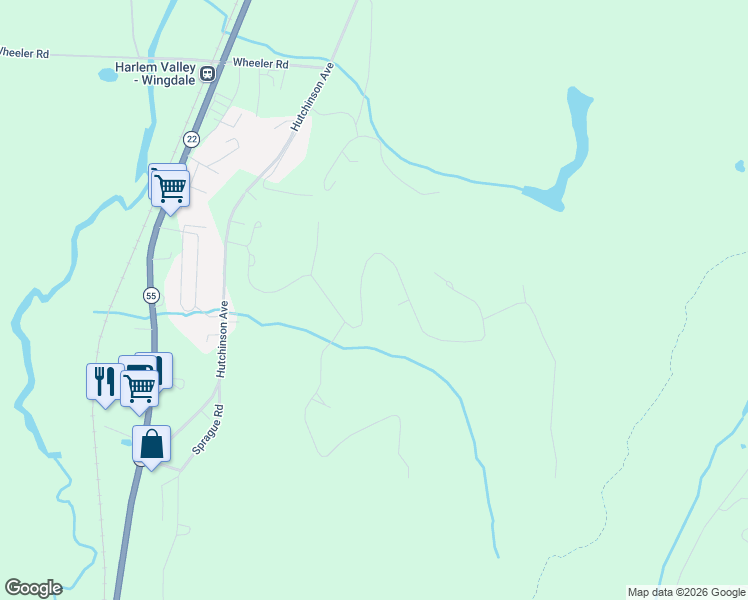 map of restaurants, bars, coffee shops, grocery stores, and more near 102 Johnson Road in Wingdale