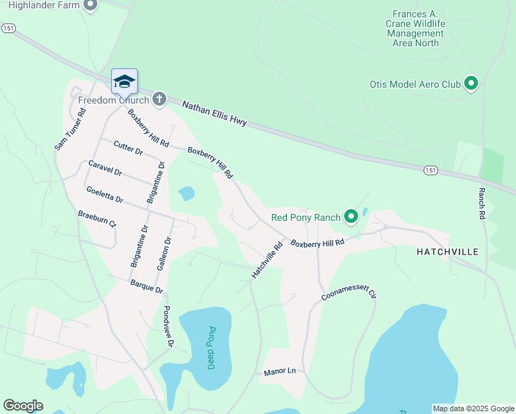 map of restaurants, bars, coffee shops, grocery stores, and more near 494 Boxberry Hill Road in Falmouth