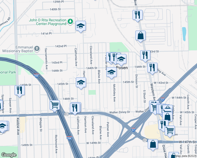 map of restaurants, bars, coffee shops, grocery stores, and more near in Posen