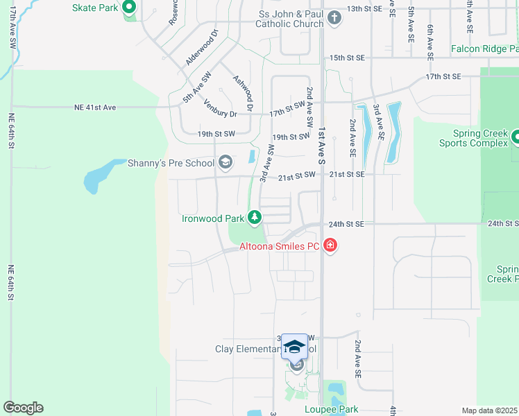 map of restaurants, bars, coffee shops, grocery stores, and more near 2283 3rd Avenue Southwest in Altoona