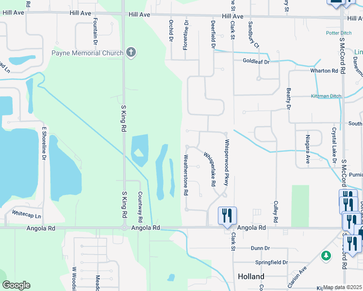 map of restaurants, bars, coffee shops, grocery stores, and more near 7351 Northquay Court in Holland