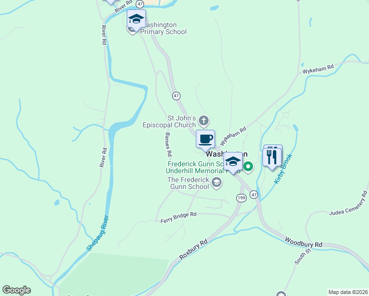 map of restaurants, bars, coffee shops, grocery stores, and more near 34 Barnes Road in Washington