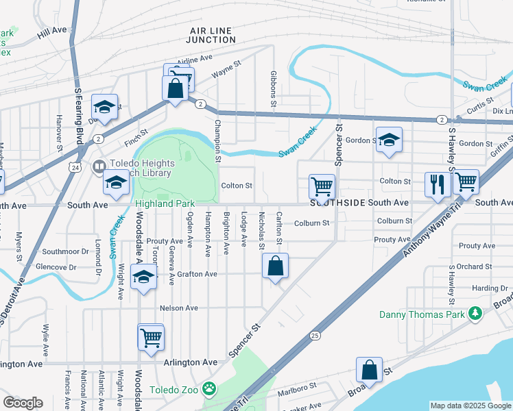 map of restaurants, bars, coffee shops, grocery stores, and more near Ohio 2 in Port Clinton