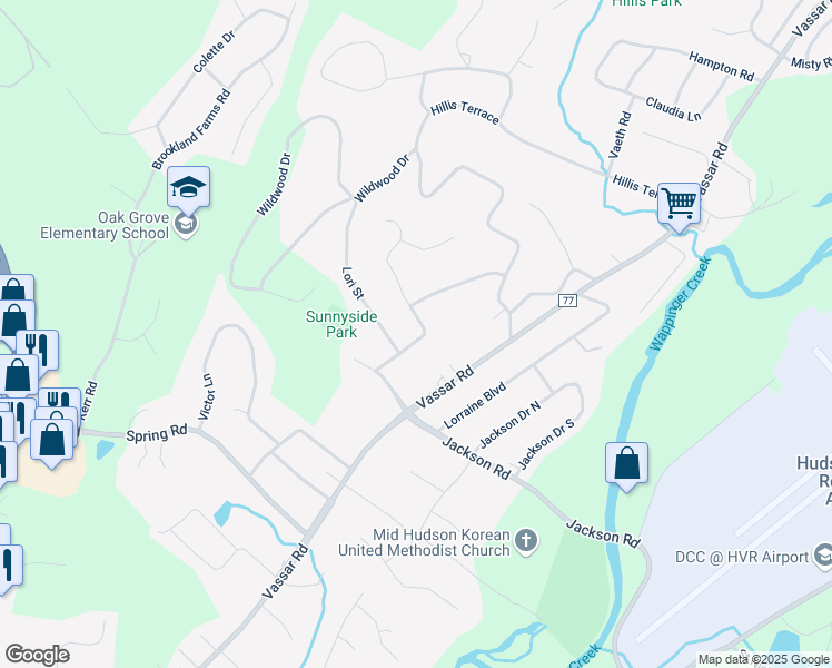 map of restaurants, bars, coffee shops, grocery stores, and more near 21 Briarcliff Avenue in Poughkeepsie