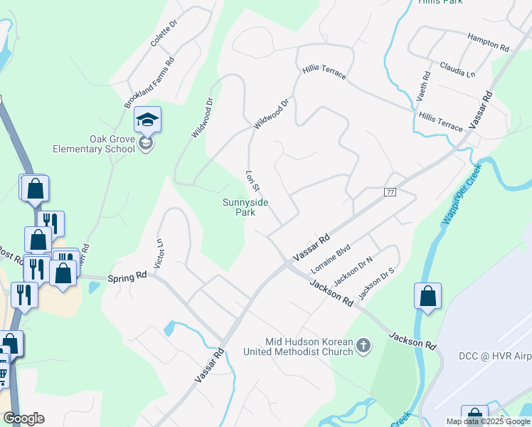 map of restaurants, bars, coffee shops, grocery stores, and more near 8 Lori Street in Poughkeepsie