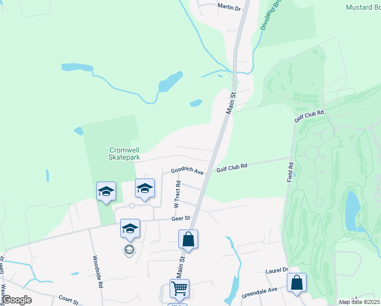 map of restaurants, bars, coffee shops, grocery stores, and more near 12 Sunset Drive in Cromwell