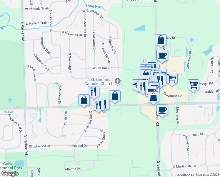 map of restaurants, bars, coffee shops, grocery stores, and more near 13030 West 143rd Street in Homer Glen