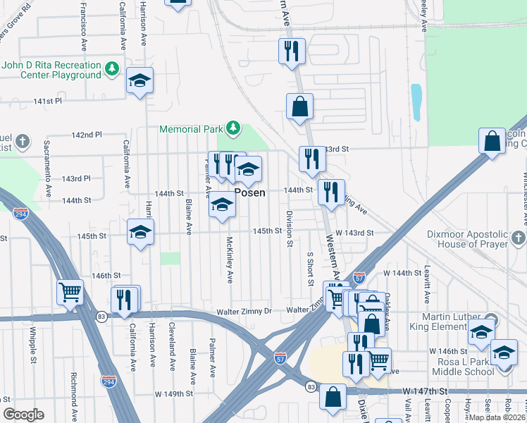 map of restaurants, bars, coffee shops, grocery stores, and more near in Posen