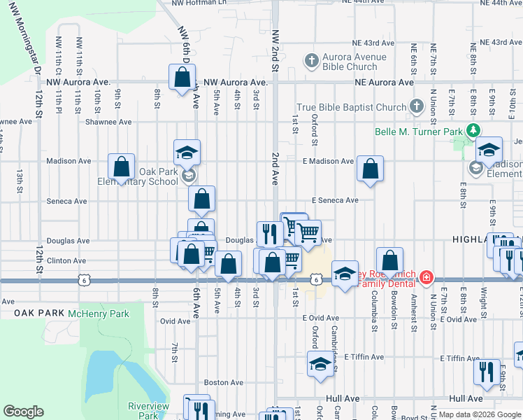 map of restaurants, bars, coffee shops, grocery stores, and more near 3841 3rd Street in Des Moines