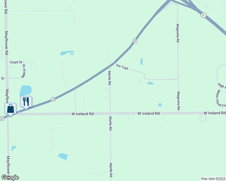 map of restaurants, bars, coffee shops, grocery stores, and more near 59245-59375 Myrtle Road in South Bend