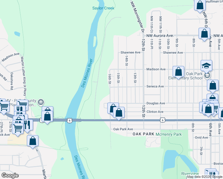 map of restaurants, bars, coffee shops, grocery stores, and more near 3839 16th Street in Des Moines