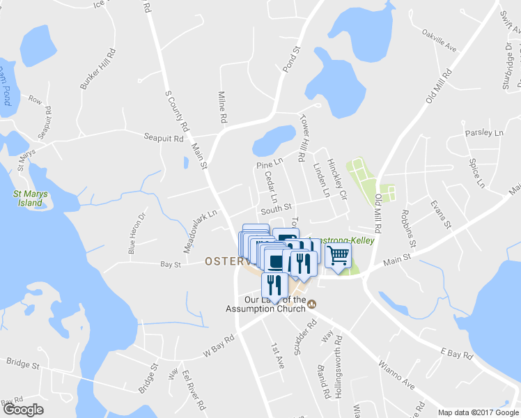 map of restaurants, bars, coffee shops, grocery stores, and more near 162 Pine Lane in Barnstable