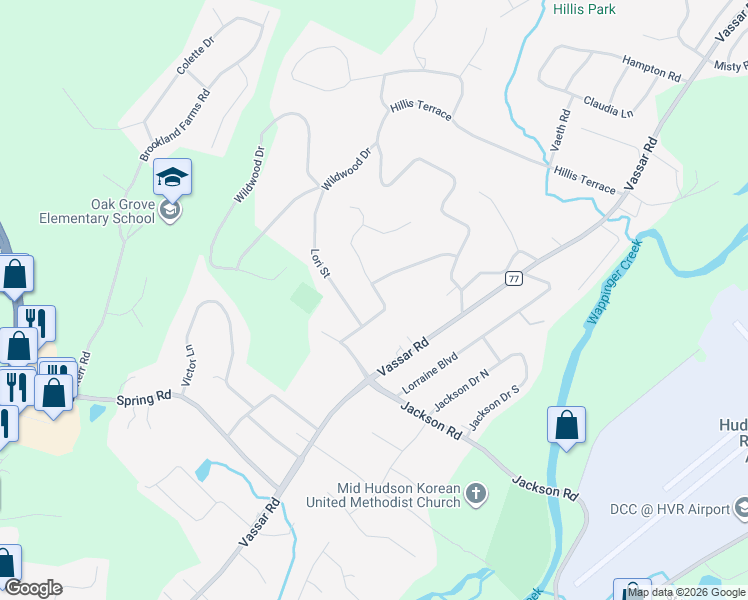 map of restaurants, bars, coffee shops, grocery stores, and more near 21 Briarcliff Avenue in Poughkeepsie