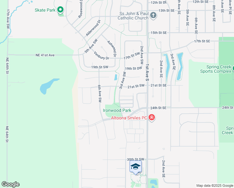 map of restaurants, bars, coffee shops, grocery stores, and more near 2126 3rd Avenue Southwest in Altoona