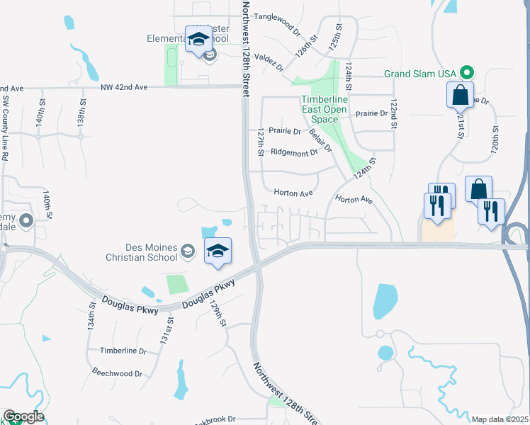 map of restaurants, bars, coffee shops, grocery stores, and more near 14110 Sunflower Drive in Urbandale
