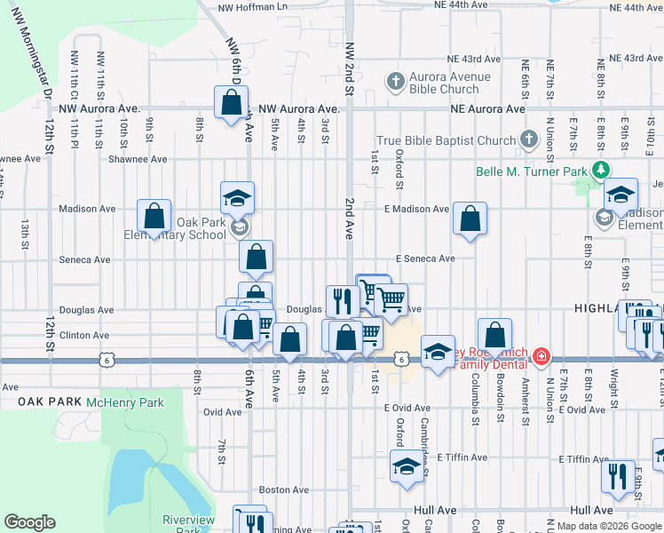 map of restaurants, bars, coffee shops, grocery stores, and more near 3841 3rd Street in Des Moines