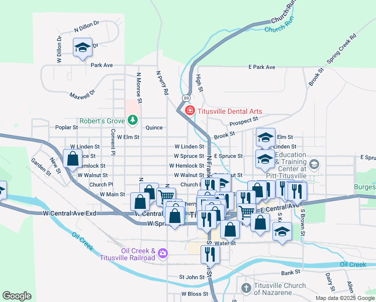 map of restaurants, bars, coffee shops, grocery stores, and more near 401-463 N Washington in Titusville