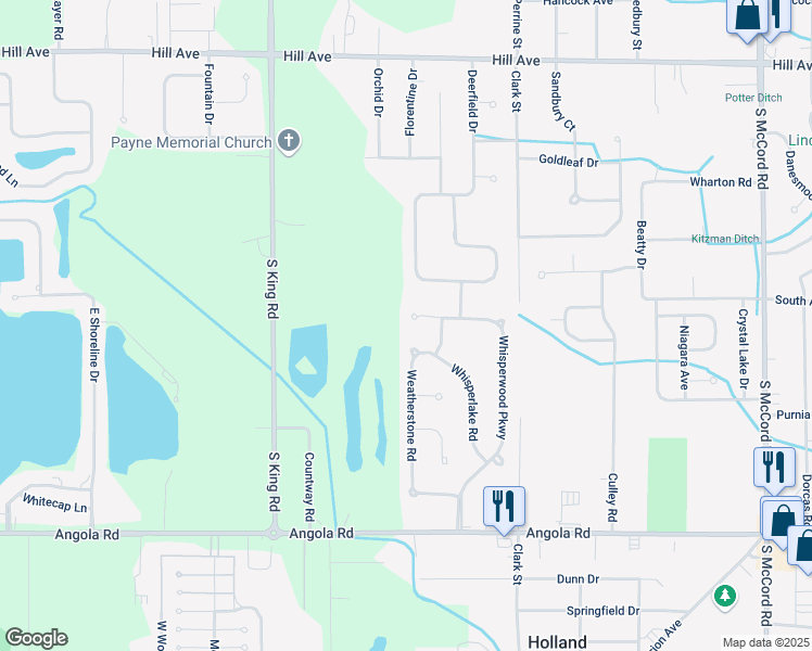 map of restaurants, bars, coffee shops, grocery stores, and more near 7351 Northquay Court in Holland