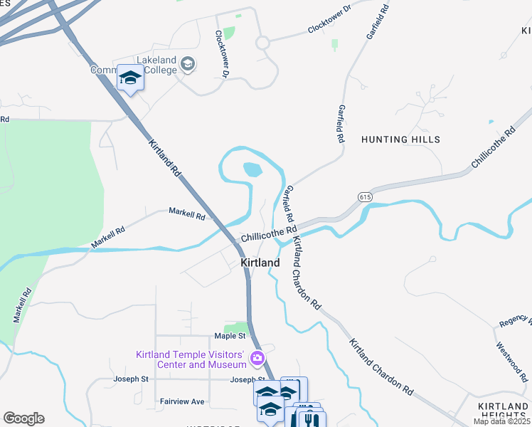 map of restaurants, bars, coffee shops, grocery stores, and more near 8813 Overlook Drive in Kirtland