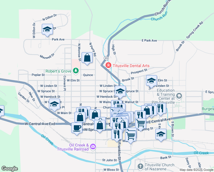 map of restaurants, bars, coffee shops, grocery stores, and more near 463 North Washington in Titusville