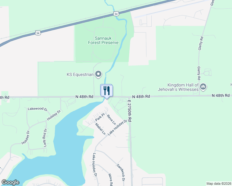 map of restaurants, bars, coffee shops, grocery stores, and more near 2195 South County Line Road in Sandwich