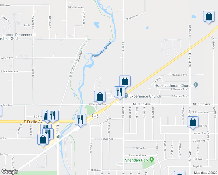 map of restaurants, bars, coffee shops, grocery stores, and more near 3710 Hubbell Avenue in Des Moines