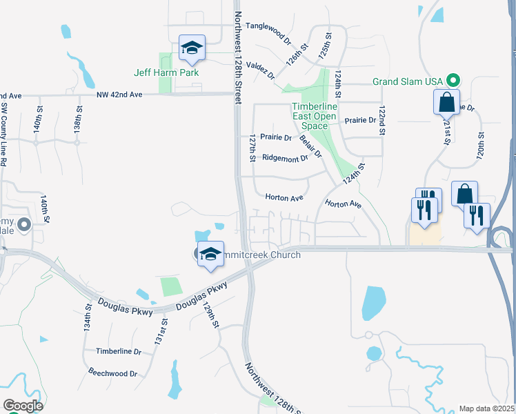 map of restaurants, bars, coffee shops, grocery stores, and more near 3835 Northwest 128th Street in Urbandale