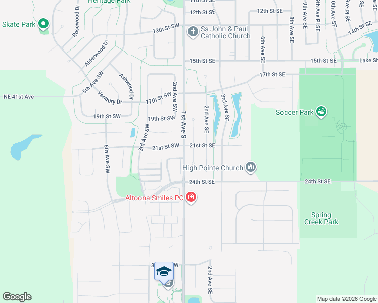 map of restaurants, bars, coffee shops, grocery stores, and more near 2117 Country Cove Lane in Altoona