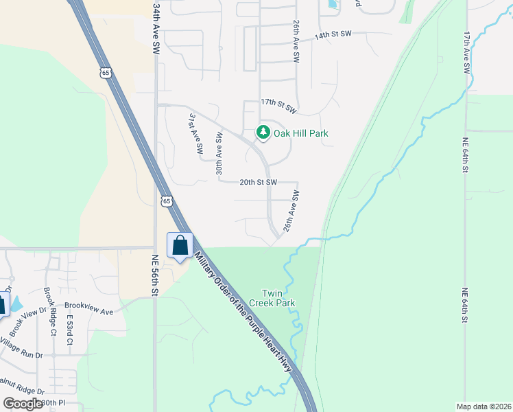 map of restaurants, bars, coffee shops, grocery stores, and more near 2035 Park Meadows Drive Southwest in Altoona
