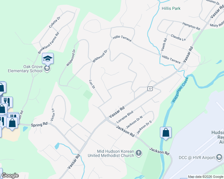 map of restaurants, bars, coffee shops, grocery stores, and more near 21 Briarcliff Avenue in Poughkeepsie