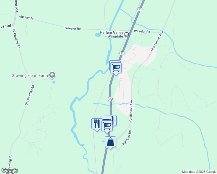 map of restaurants, bars, coffee shops, grocery stores, and more near 1531 New York 22 in Wingdale