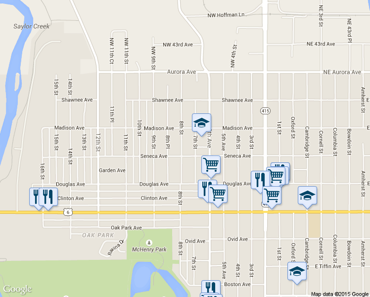 map of restaurants, bars, coffee shops, grocery stores, and more near 3935 8th Street in Des Moines