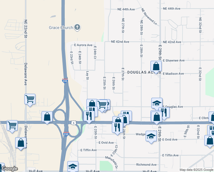 map of restaurants, bars, coffee shops, grocery stores, and more near 3926 East 26th Street in Des Moines