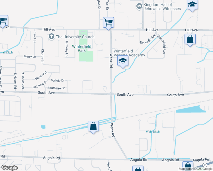 map of restaurants, bars, coffee shops, grocery stores, and more near 306 Wenz Road in Toledo
