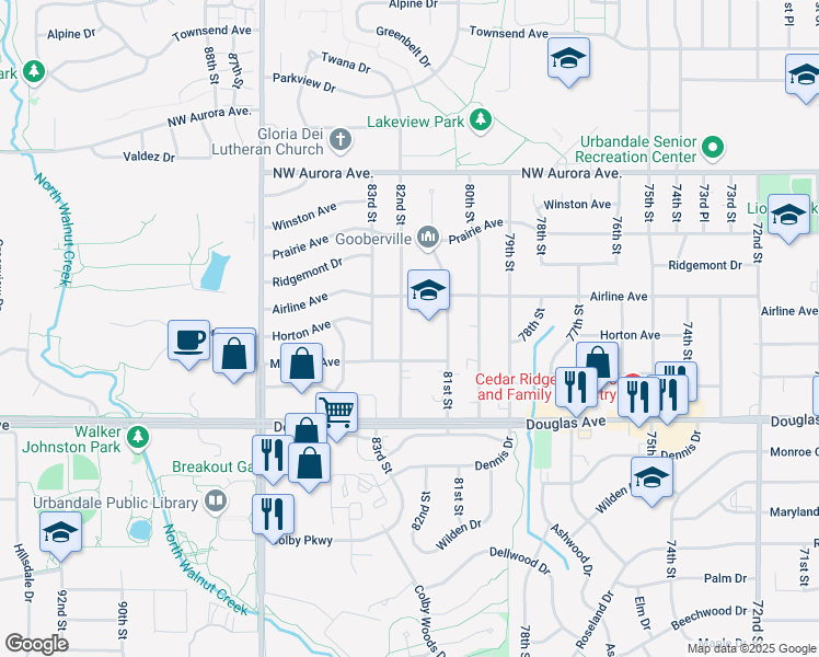 map of restaurants, bars, coffee shops, grocery stores, and more near 3929 82nd Street in Urbandale