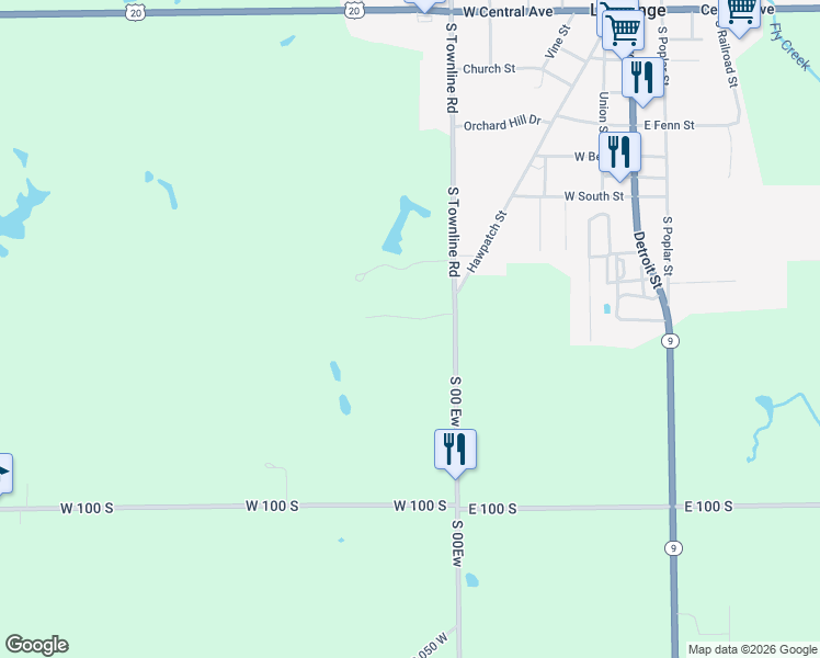 map of restaurants, bars, coffee shops, grocery stores, and more near 115 West 060 South in LaGrange
