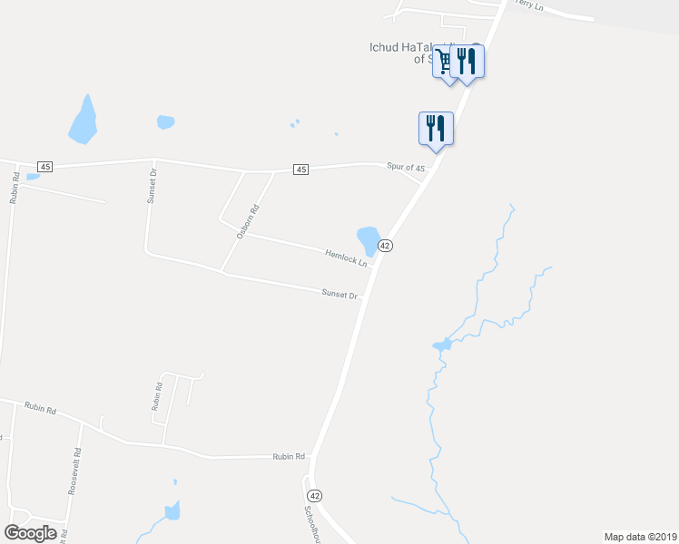 map of restaurants, bars, coffee shops, grocery stores, and more near 8 Sunset Drive in Monticello