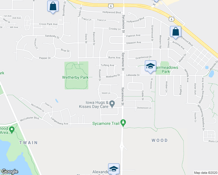 map of restaurants, bars, coffee shops, grocery stores, and more near 1600 Ashlynd Court in Iowa City