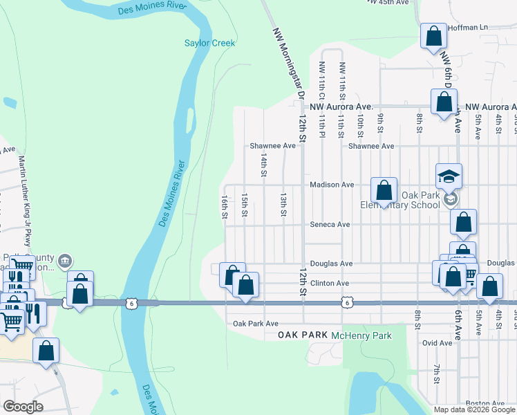 map of restaurants, bars, coffee shops, grocery stores, and more near 3939 15th Street in Des Moines