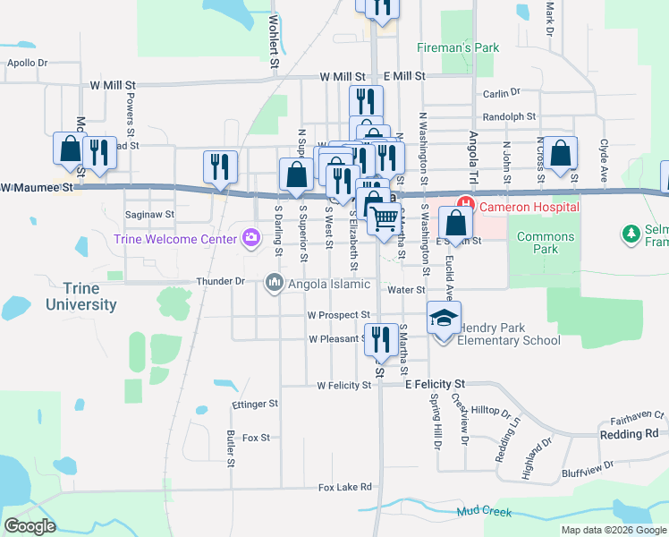 map of restaurants, bars, coffee shops, grocery stores, and more near in Angola