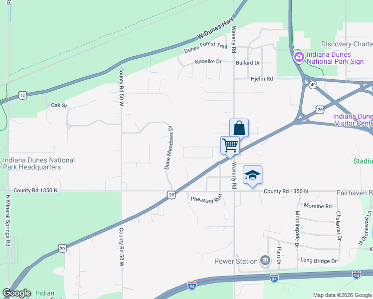 map of restaurants, bars, coffee shops, grocery stores, and more near 1398 Fox Hollow Drive in Porter