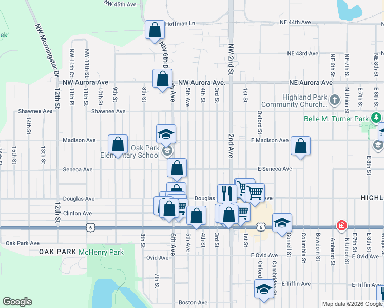map of restaurants, bars, coffee shops, grocery stores, and more near 3928 4th Street in Des Moines