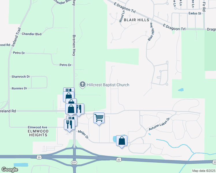 map of restaurants, bars, coffee shops, grocery stores, and more near 2922-3226 Wild Cherry Ridge W in Mishawaka