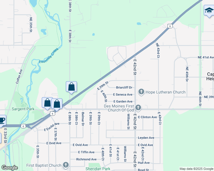 map of restaurants, bars, coffee shops, grocery stores, and more near 3925 Hubbell Avenue in Des Moines