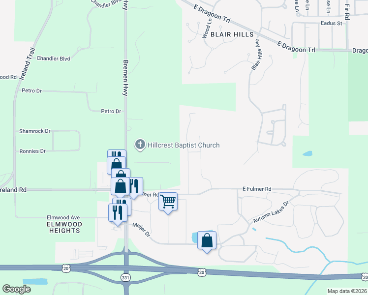 map of restaurants, bars, coffee shops, grocery stores, and more near 2922-3226 Wild Cherry Ridge W in Mishawaka