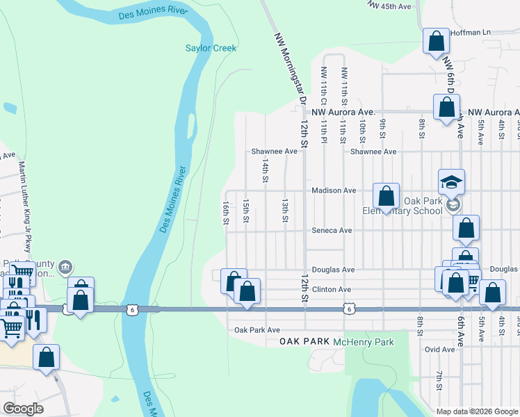 map of restaurants, bars, coffee shops, grocery stores, and more near 3939 15th Street in Des Moines
