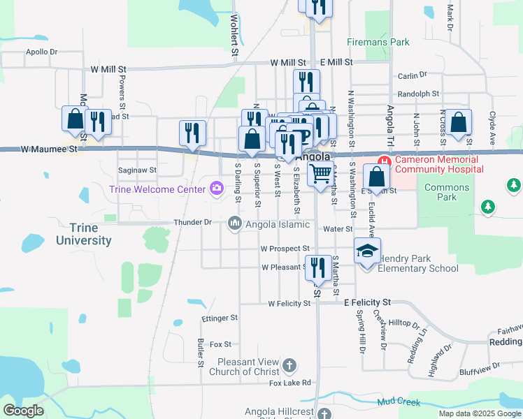 map of restaurants, bars, coffee shops, grocery stores, and more near in Angola