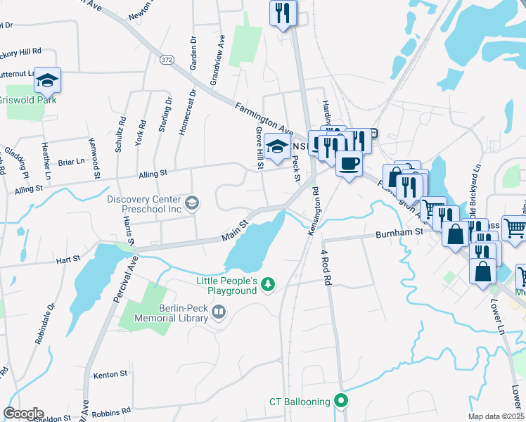 map of restaurants, bars, coffee shops, grocery stores, and more near 240 Main Street in Berlin