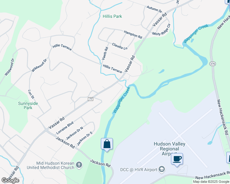 map of restaurants, bars, coffee shops, grocery stores, and more near 21 Willowbrook Heights in Poughkeepsie