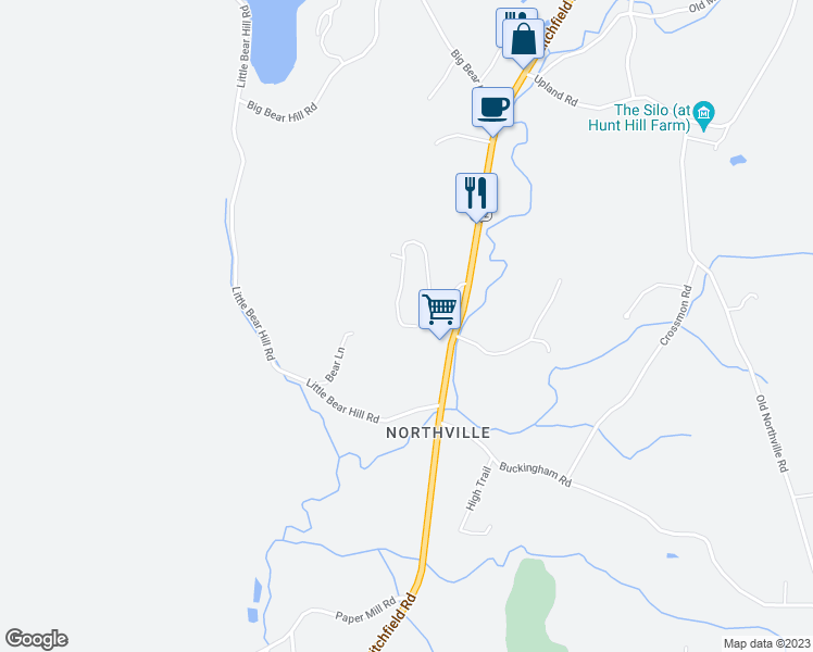 map of restaurants, bars, coffee shops, grocery stores, and more near 98 Rainbow Court in New Milford